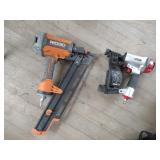 RIGID PNEUMATIC 21 DEGREE 3 1/2" ROUND HEAD FRAMING NAILER R350RHF AND CENTRAL PNEUMATIC FRAMING NAI