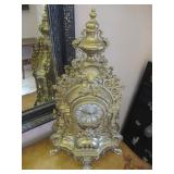 VINTAGE LOUIS XV STYLE IMPERIAL ORNATE BRASS MANTEL CLOCK 24” X 14.5”