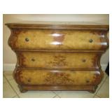 BEAUTIFUL THREE DRAWER BOMBAY CHEST WITH HAND-PAINTED INLAY