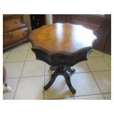 VINTAGE STYLE DRUM TABLE WITH DRAWER WITH WONDERFUL INLAY 24" X 24" X 27"