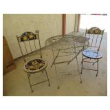 BISTRO TABLE MOSAIC TERRACOTTA PATIO FURNITURE IRON FRAMED