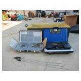 OLEMAN AND BRINKMANN PORTABLE PROPANE STOVES WITH COOLER AND CONTENTS AS PICTURED