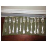 ANTIQUE 11 PIECE STERLING SILVER ORNATE ASSORTED FORKS AND SPOON ONE FORK HAS DAMAGE