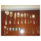 ANTIQUE 20 PIECE STERLING SILVER ORNATE ASSORTED SERVING TABLEWARE SOME WITH MONOGRAM