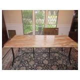 FABULOUS MID CENTURY WROUGHT IRON GRANITE TOP DINING ROOM TABLE THAT MEASURES 78” X 34” X 28” HEAVY!