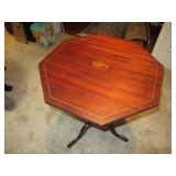 1940S MAHOGANY TILT TOP TEA TABLE 22” X 22” X 28”