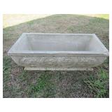 VINTAGE CONCRETE ORNATE PLANTER THAT MEASURES 30” X 14” X 10”