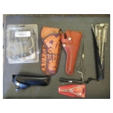 GUN HOLSTERS RIFLE CLEANING TOOLS MINI MAG LIGHT ETC.