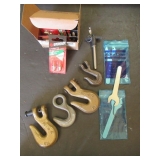 CHAIN HOOKS WRENCHES RELEASE PIN AND EVEREADY 3-D FLASHLIGHT BULBS