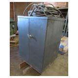 VINTAGE MACHINIST CABINET WITH CONTENTS BITS COLLECTS RODS WIRE ETC MEASURES 29” X 30” X 39”