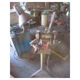 DAREX INDUSTRIAL DRILL SHARPENER WITH SHOP LIGHT STAND AND ATTACHMENTS