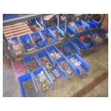 25 BINS OF ZIP TIES NUTS BOLTS SCREWS WASHERS BRACKETS SPACERS LOCK WASHERS CHAIN WRENCHES FITTINGS 