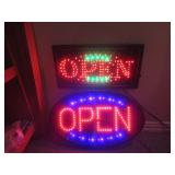 TWO BUSINESS OPEN AND CLOSE SIGNS