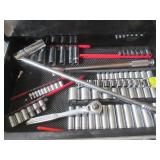 TWO DRAWERS OF ASSORTED CRAFTSMAN DEEP, WELL, SOCKETS, RATCHETS, BREAKER BAR, SHALLOW, SOCKETS, ETC.