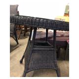 Wicker round table glass top 
