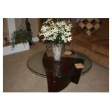 MODERN GLASS TOP COCKTAIL TABLE