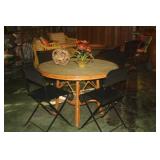 FOLDING CHAIRS AND RATTAN TABLE