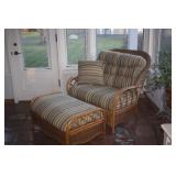 RATTAN CHAIR AND OTTOMAN