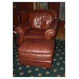 LEATHER CHAIR + OTTOMAN