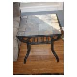 WROUGHT IRON SLATE LAMP TABLE