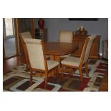 OAK TABLE - 2 LEAVES - 6 CHAIRS