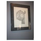 Signed TIM K. ADWELL  art ~ Ls Ayres Clock ~ Monument Circle