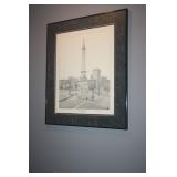 Signed TIM K. ADWELL  art ~ Ls Ayres Clock ~ Monument Circle