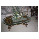 BRASS AND GLASS COFFEE TABLE