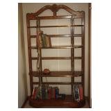 WOOD AND BRASS SHELF UNIT