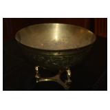 2 PIECE BRASS BOWL WITH SEA HORSE HOLDER