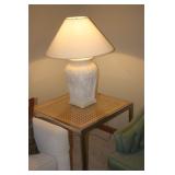 CHROME AND GLASS LAMP TABLE