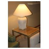 CHROME AND GLASS LAMP TABLE