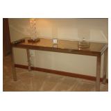 CHROME AND GLASS SOFA TABLE