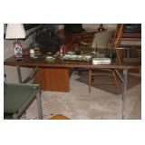 CHROME AND WOOD TABLE / DESK