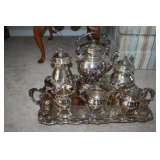 SHERIDAN SILVER OVER COPPER 7 PC TEA / COFFEE SET