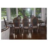 GORGOUES DINING ROOM TABLE ~ SEVERAL LEAVES , PADS AND 8 CHAIRS