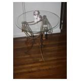 GOLD METAL AND GLASS TOP TABLE