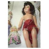 VINTAGE DOLLS AND BOX OF CLOTHES