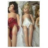 VINTAGE DOLLS AND BOX OF CLOTHES