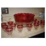 KING CROWN THUMBPRINT PUNCH BOWL SET