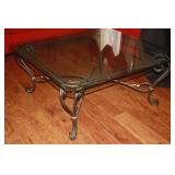 WROUGHT IRON + GLASS COFFEE TABLE