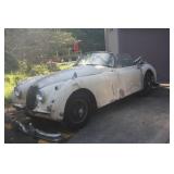 Farm House  + BARNS are PACKED . 1960 XK150  Jaguar Plus others ,  Tractors , Antiques to EVERYDAY