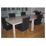 8 LEATHER WEAVED CHAIRS