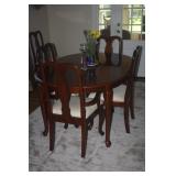 DINING TABLE 1 LEAF AND 6 CHAIRS