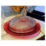 RED COVERED BUTTER DISH