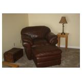 LA Z BOY LEATHER CHAIR + FOOT REST