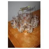 MIDCENTURY MODERN ICE BUCKET + GLASSES / CARRIER