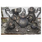 SLIVER ON COPPER COFFEE TEA SET ALL $75  