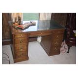QUALITY LEATHER INSERT WITH GLASS TOP DESK  46 X 23 X 29  ~ $85