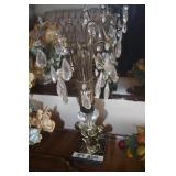 VINTAGE MARBLE BASE WITH CHERUBS + CRYSTAL TEAR DROPS LAMP $25 EACH 